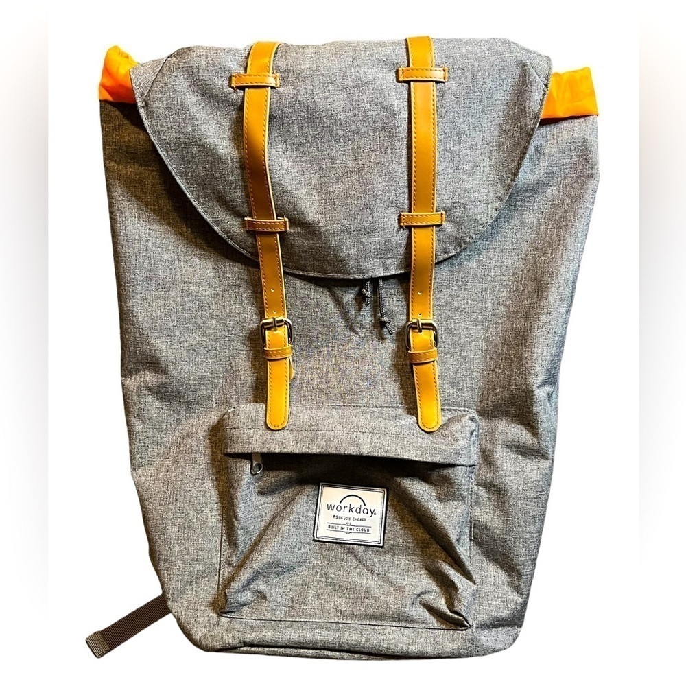 Workday Computer Work Backpack Gray Orange